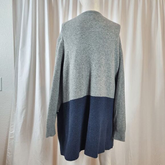 Madewell womens Sz medium blue gray colorblock  wool alpaca blend cardigan - Picture 3 of 7